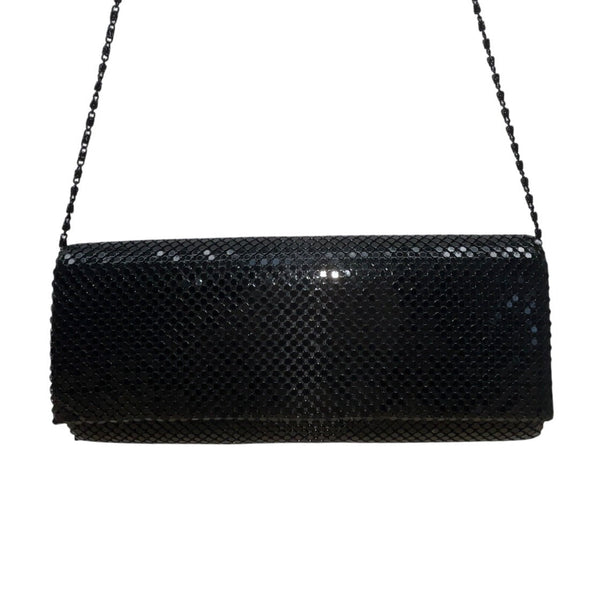 Unbranded Black Metallic Mesh Shoulder Bag Chain Strap Clutch Sz M