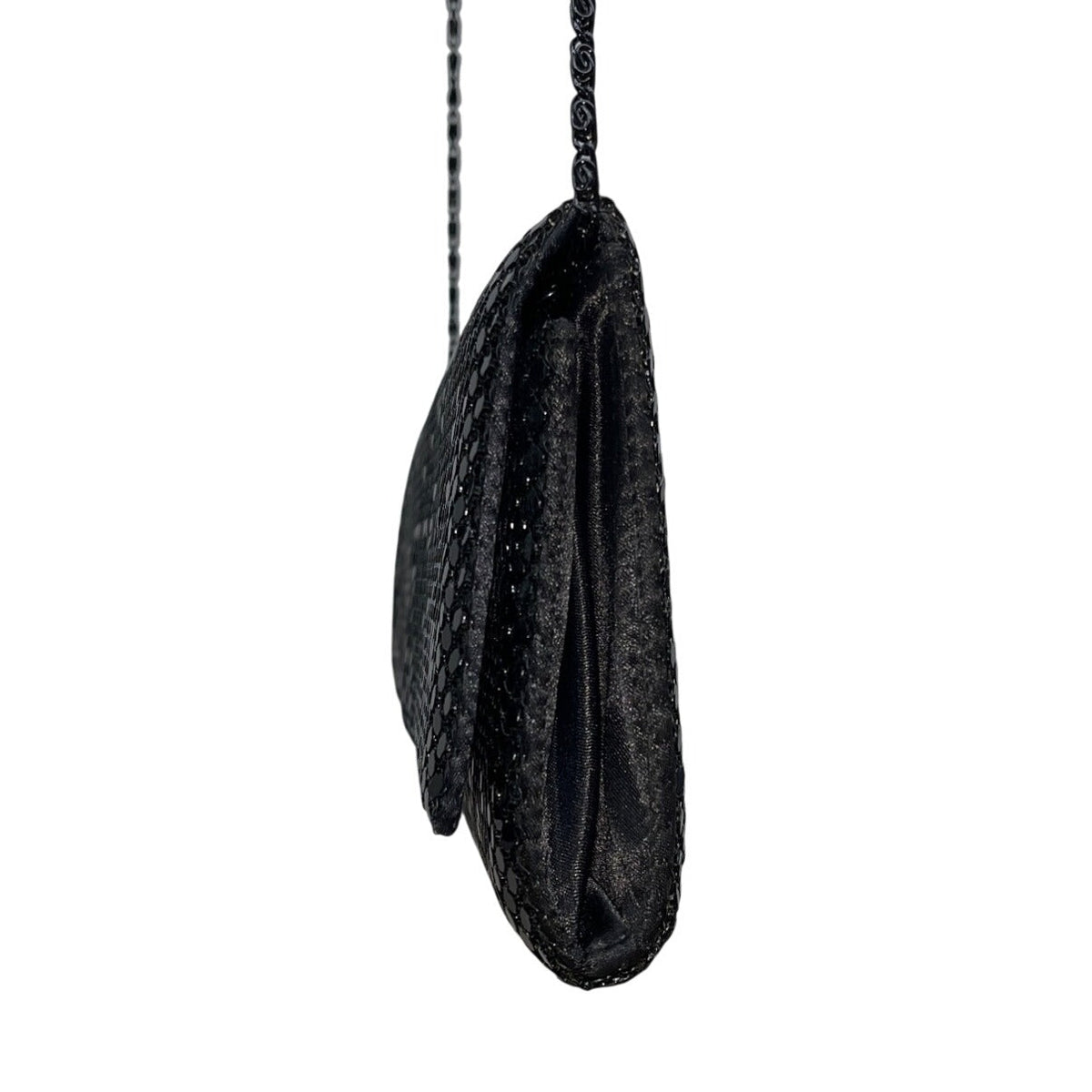 Unbranded Black Metallic Mesh Shoulder Bag Chain Strap Clutch Sz M