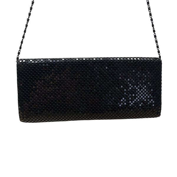 Unbranded Black Metallic Mesh Shoulder Bag Chain Strap Clutch Sz M
