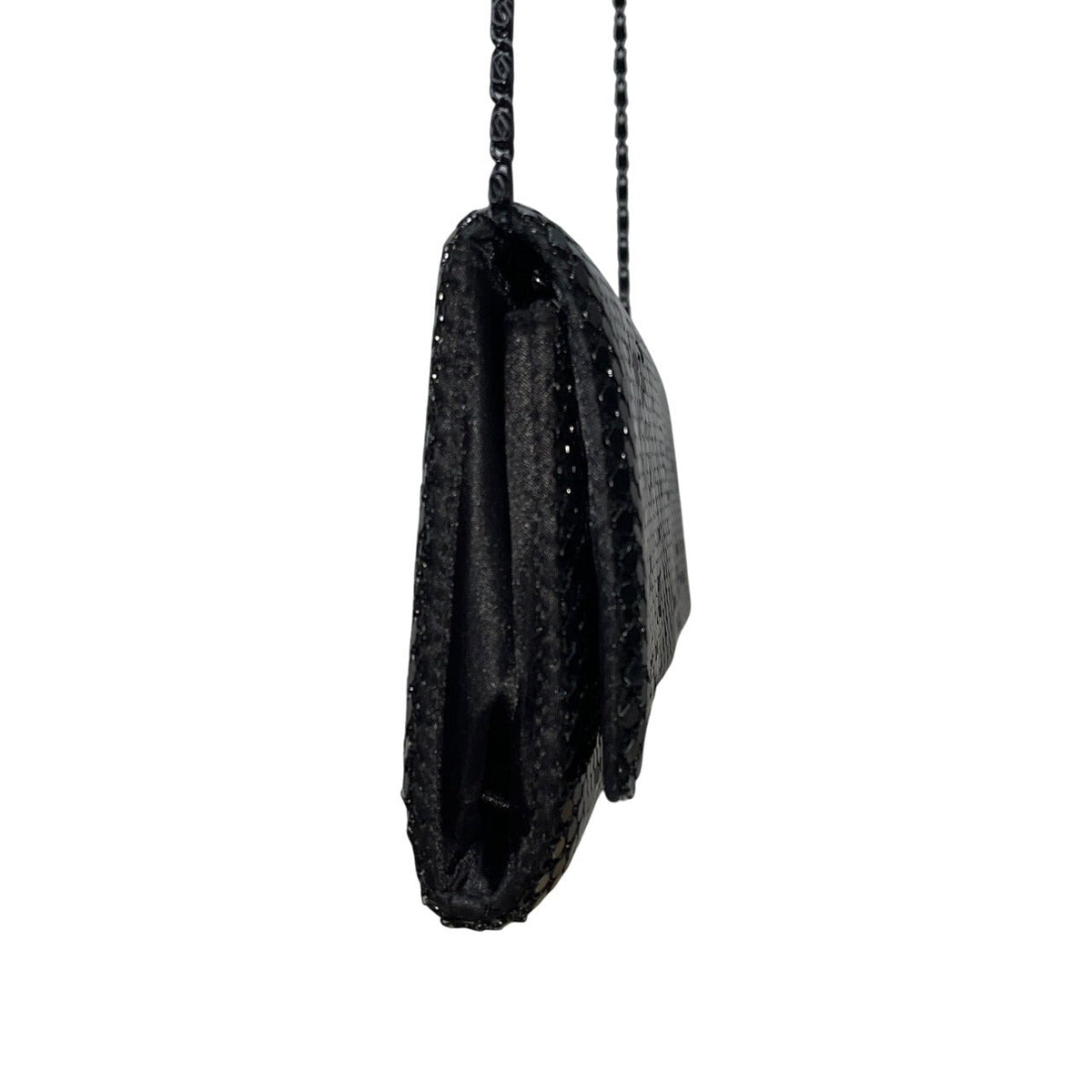 Unbranded Black Metallic Mesh Shoulder Bag Chain Strap Clutch Sz M