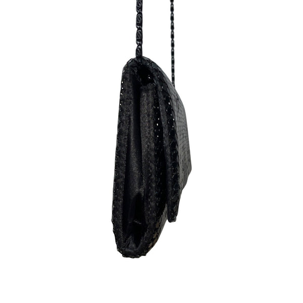 Unbranded Black Metallic Mesh Shoulder Bag Chain Strap Clutch Sz M