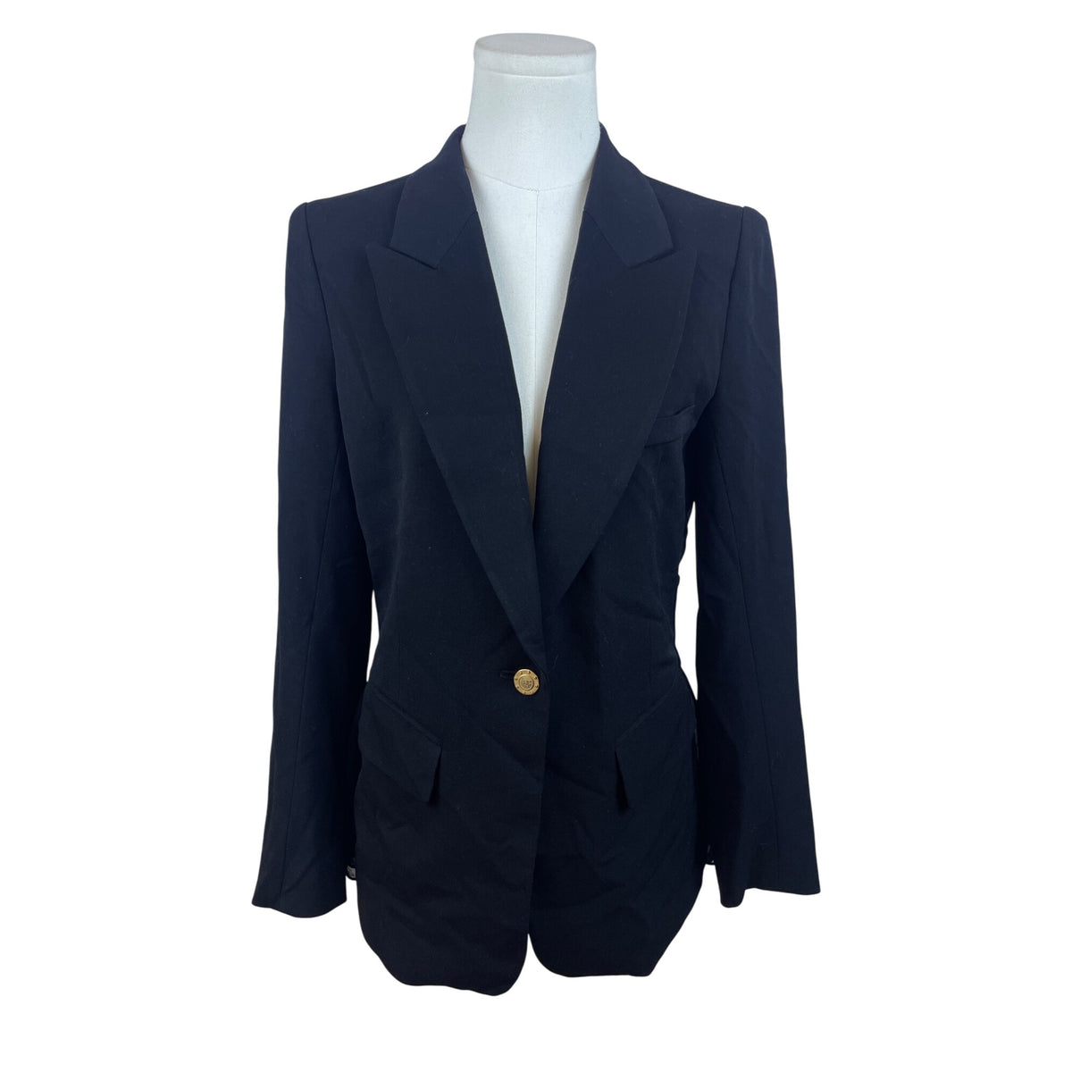 The Base Women's Black Blazer Gold Button Detail