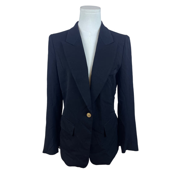 The Base Women's Black Blazer Gold Button Detail