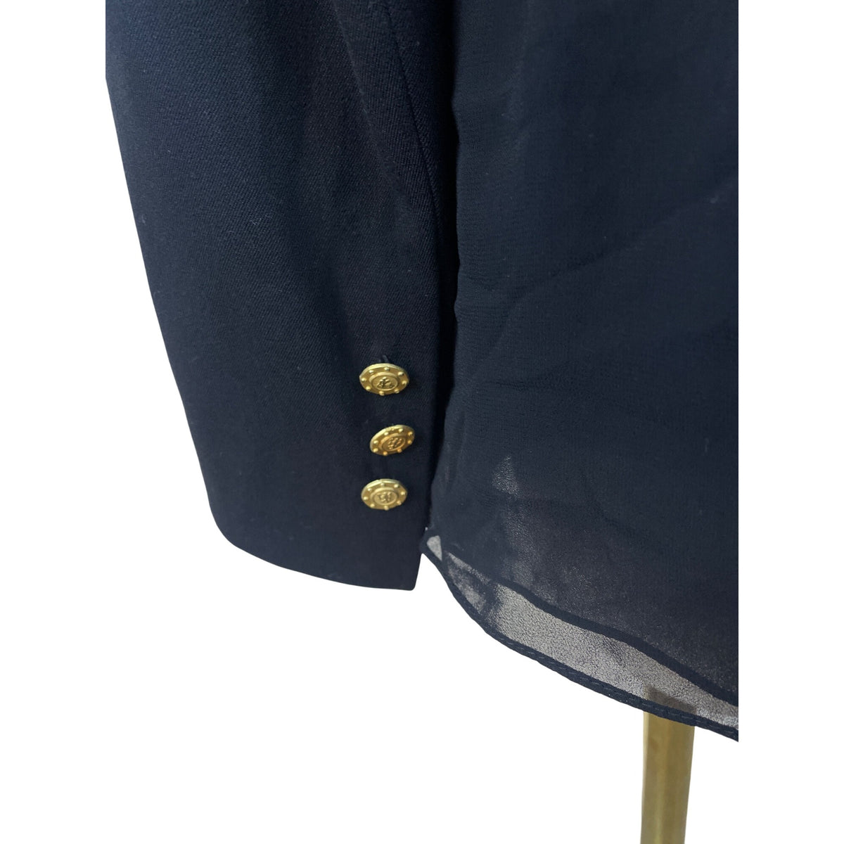 The Base Women's Black Blazer Gold Button Detail