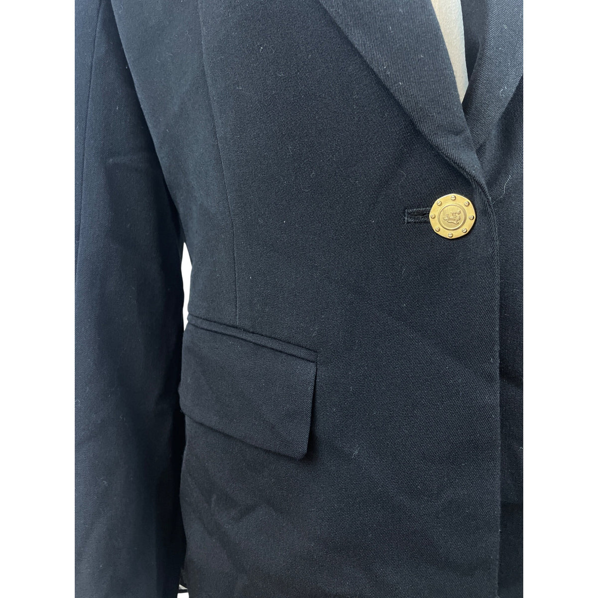 The Base Women's Black Blazer Gold Button Detail