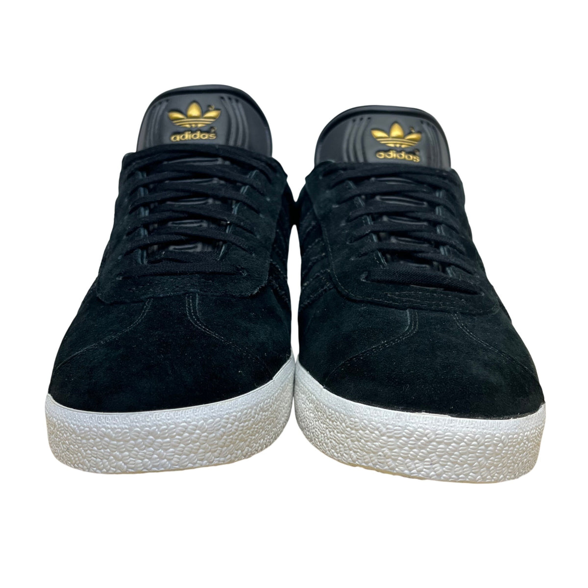 Adidas Mens Black Suede Gold Detail Lace-Up Athletic Gazelle Sneakers Size 8.5