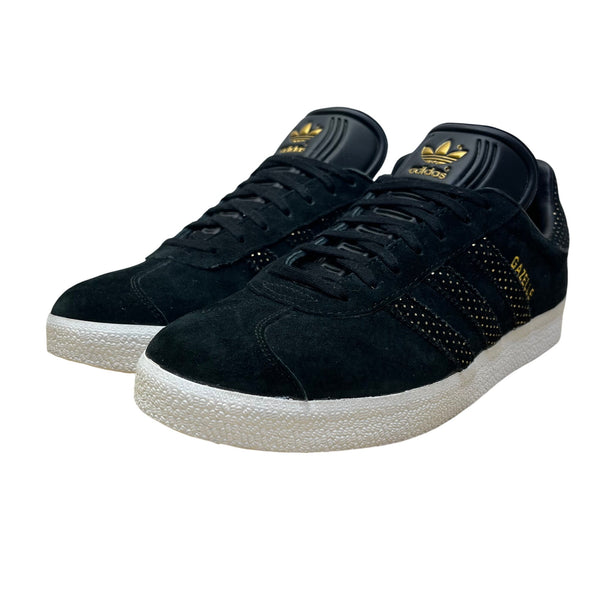 Adidas Mens Black Suede Gold Detail Lace-Up Athletic Gazelle Sneakers Size 8.5
