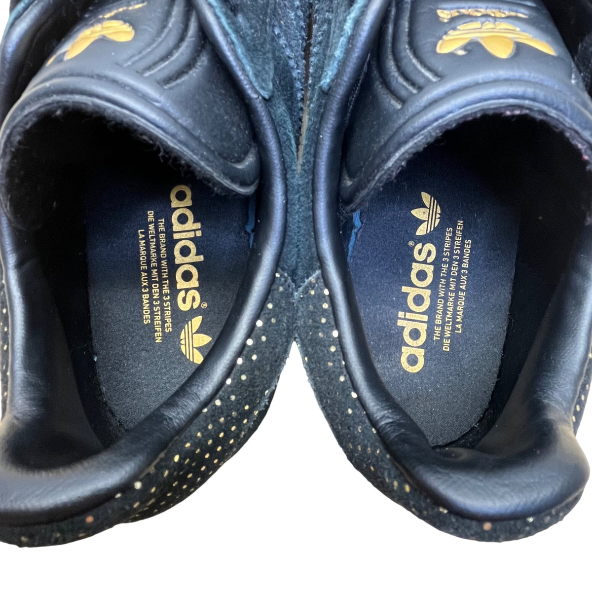 Adidas Mens Black Suede Gold Detail Lace-Up Athletic Gazelle Sneakers Size 8.5