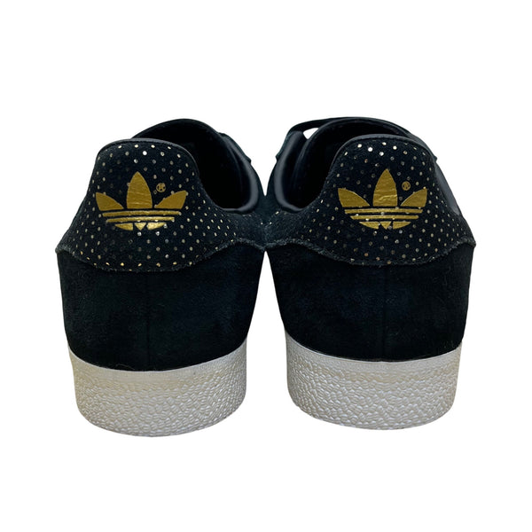 Adidas Mens Black Suede Gold Detail Lace-Up Athletic Gazelle Sneakers Size 8.5