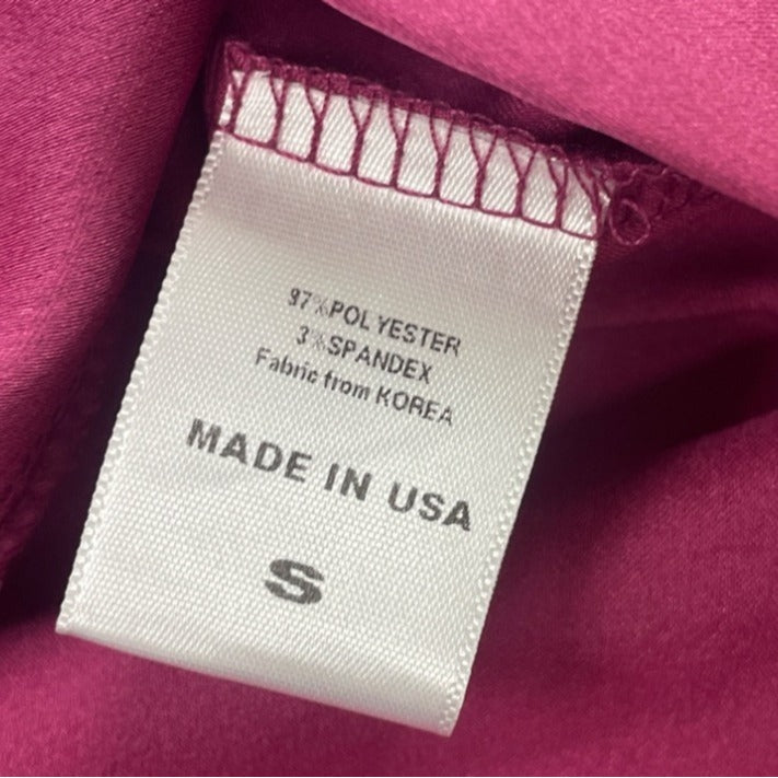 Renee C Women's Satin Fuchsia Knot Front Blouse With 3/4 Sleeves Size S