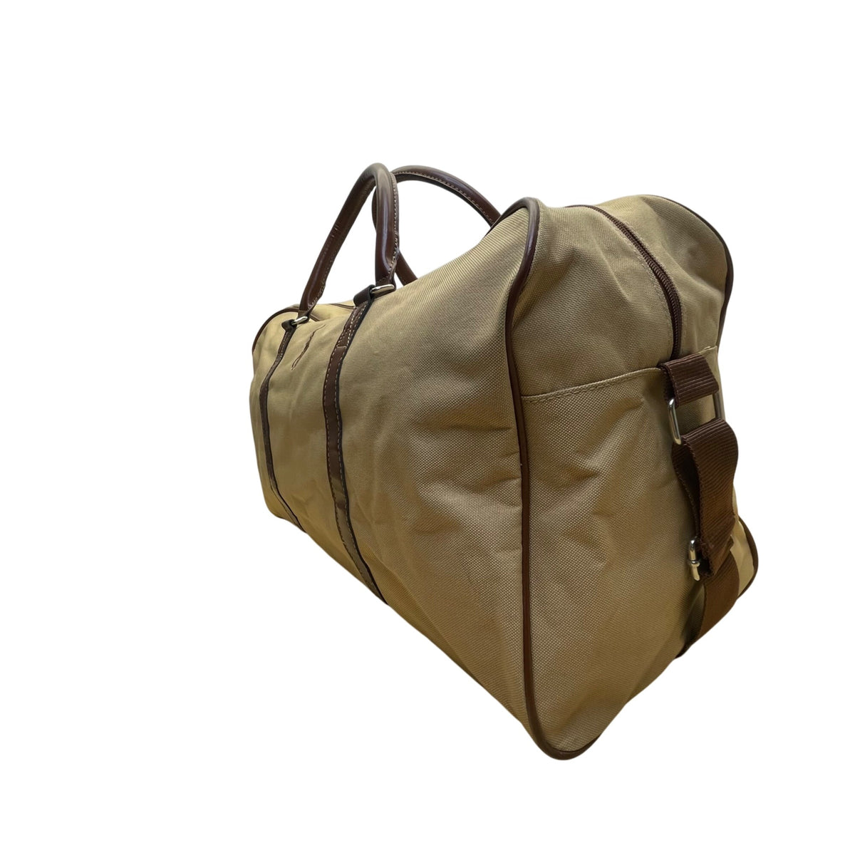 Ralph Lauren Mens Beige & Brown Canvas With Shoulder Strap Travel Duffle Bag