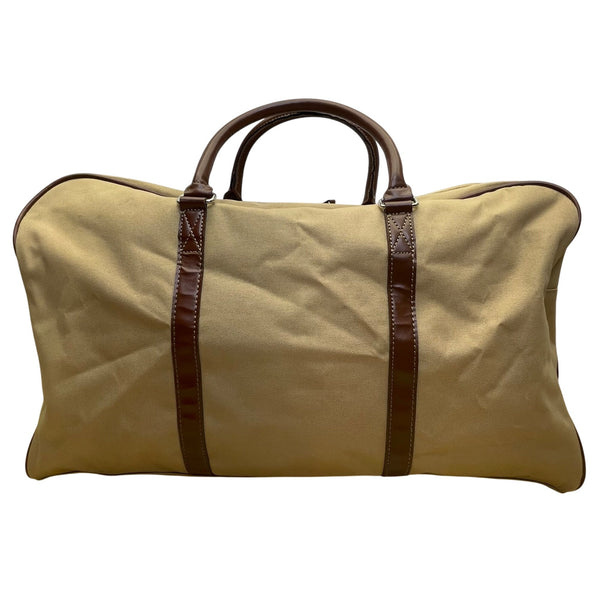 Ralph Lauren Mens Beige & Brown Canvas With Shoulder Strap Travel Duffle Bag
