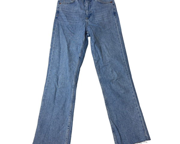 Topshop Moto Women's Light Blue High Waist Straight Fit Jeans Pants Sz 28