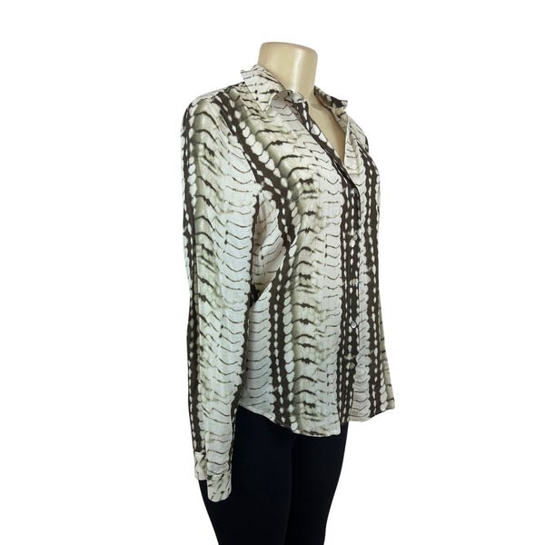 L’Agence Womens Long Sleeve Button-Up Blouse Size S Ivory/Black Print- NEW