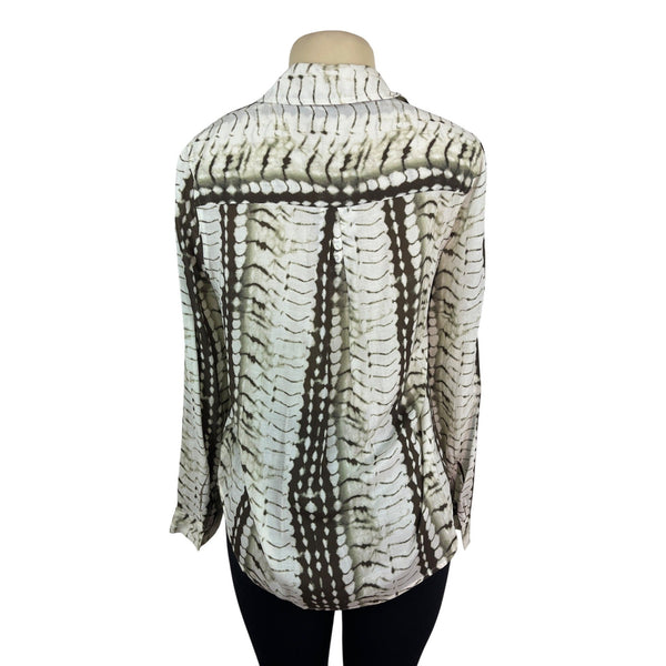 L’Agence Womens Long Sleeve Button-Up Blouse Size S Ivory/Black Print- NEW