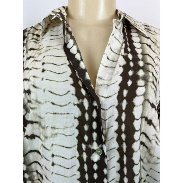 L’Agence Womens Long Sleeve Button-Up Blouse Size S Ivory/Black Print- NEW