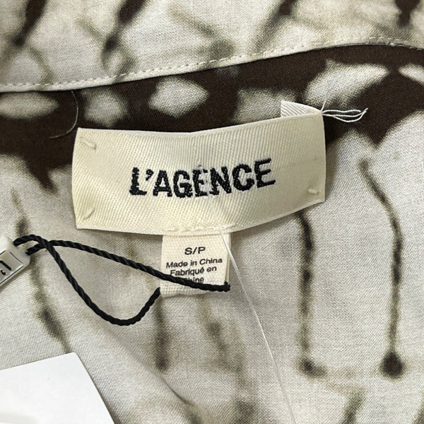 L’Agence Womens Long Sleeve Button-Up Blouse Size S Ivory/Black Print- NEW