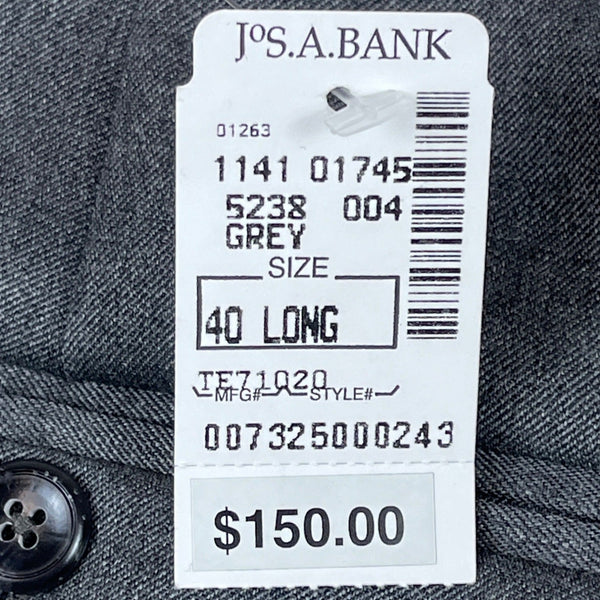 Jos A Bank Men"s Grey Straight Pants Sz 40 Long - NWT