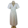Balticborn Women’s Ivory Lace Floral Midi Dress V-Neck Puff Sleeves Sz M - New