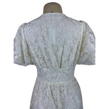 Balticborn Women’s Ivory Lace Floral Midi Dress V-Neck Puff Sleeves Sz M - New