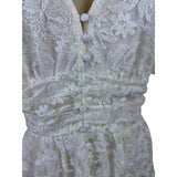 Balticborn Women’s Ivory Lace Floral Midi Dress V-Neck Puff Sleeves Sz M - New