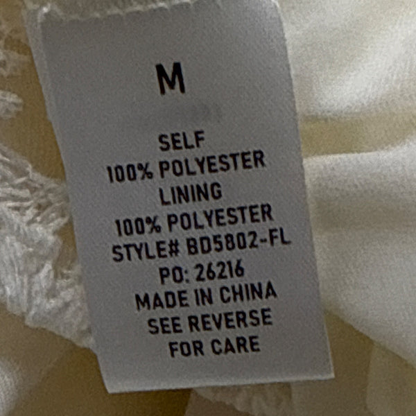 Balticborn Women’s Ivory Lace Floral Midi Dress V-Neck Puff Sleeves Sz M - New