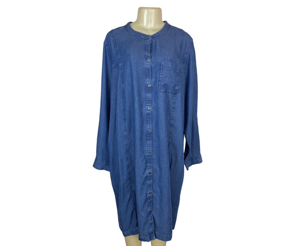 J. Jill Denim Button-Up Long Sleeve Dress With Pocket Womens Sz 2X-NEW