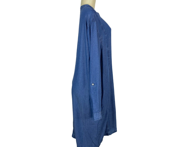 J. Jill Denim Button-Up Long Sleeve Dress With Pocket Womens Sz 2X-NEW