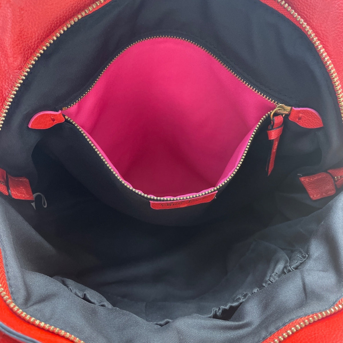 Elliott Lucca Red Studded Leather With Top Handles & Crossbody Strap Satchel Bag