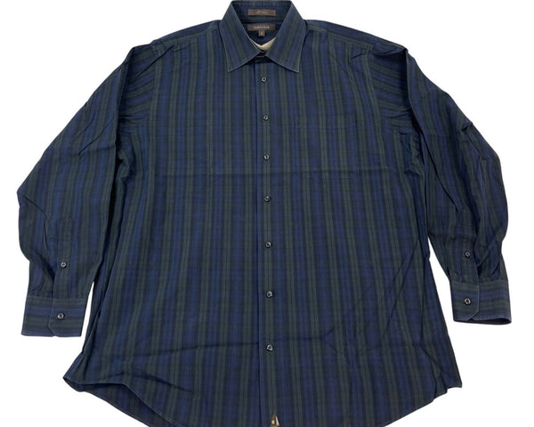 Nordstrom Mens Blue & Green Button-Up Striped Shirt Size 17 (34)