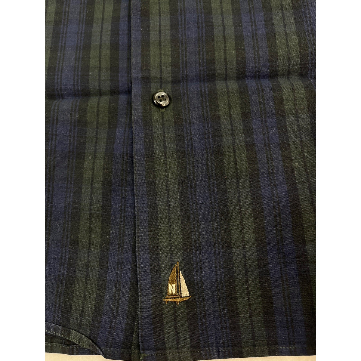 Nordstrom Mens Blue & Green Button-Up Striped Shirt Size 17 (34)
