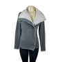 Lilla P Women's Grey Long Sleeve Knitted Overlap Zip Jacket Sz XS