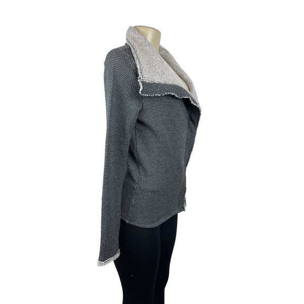 Lilla P Women's Grey Long Sleeve Knitted Overlap Zip Jacket Sz XS
