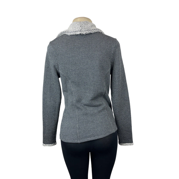 Lilla P Women's Grey Long Sleeve Knitted Overlap Zip Jacket Sz XS