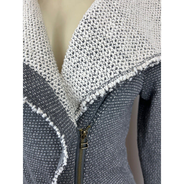 Lilla P Women's Grey Long Sleeve Knitted Overlap Zip Jacket Sz XS