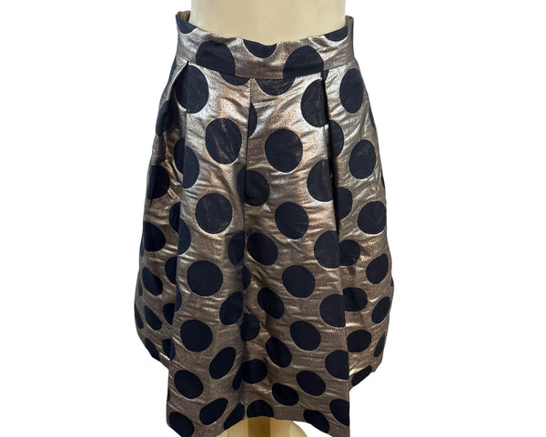 Ronni Nicole Evenings  Black & Gold Polka Dot Knee-Length Skirt Size 6 - New