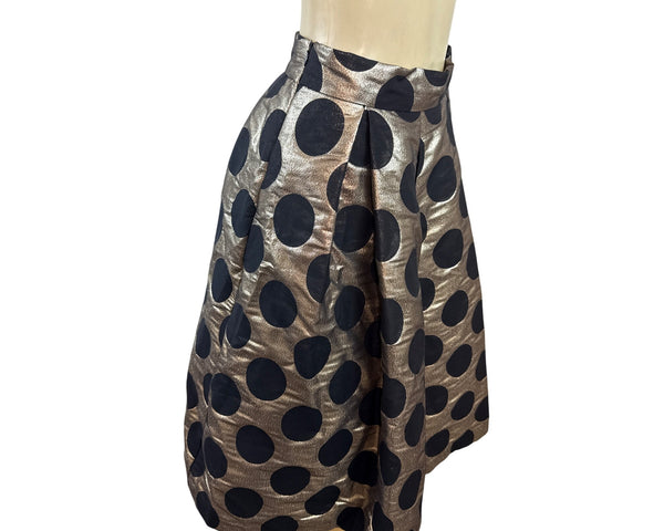Ronni Nicole Evenings  Black & Gold Polka Dot Knee-Length Skirt Size 6 - New