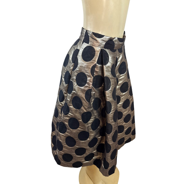 Ronni Nicole Evenings  Black & Gold Polka Dot Knee-Length Skirt Size 6 - New
