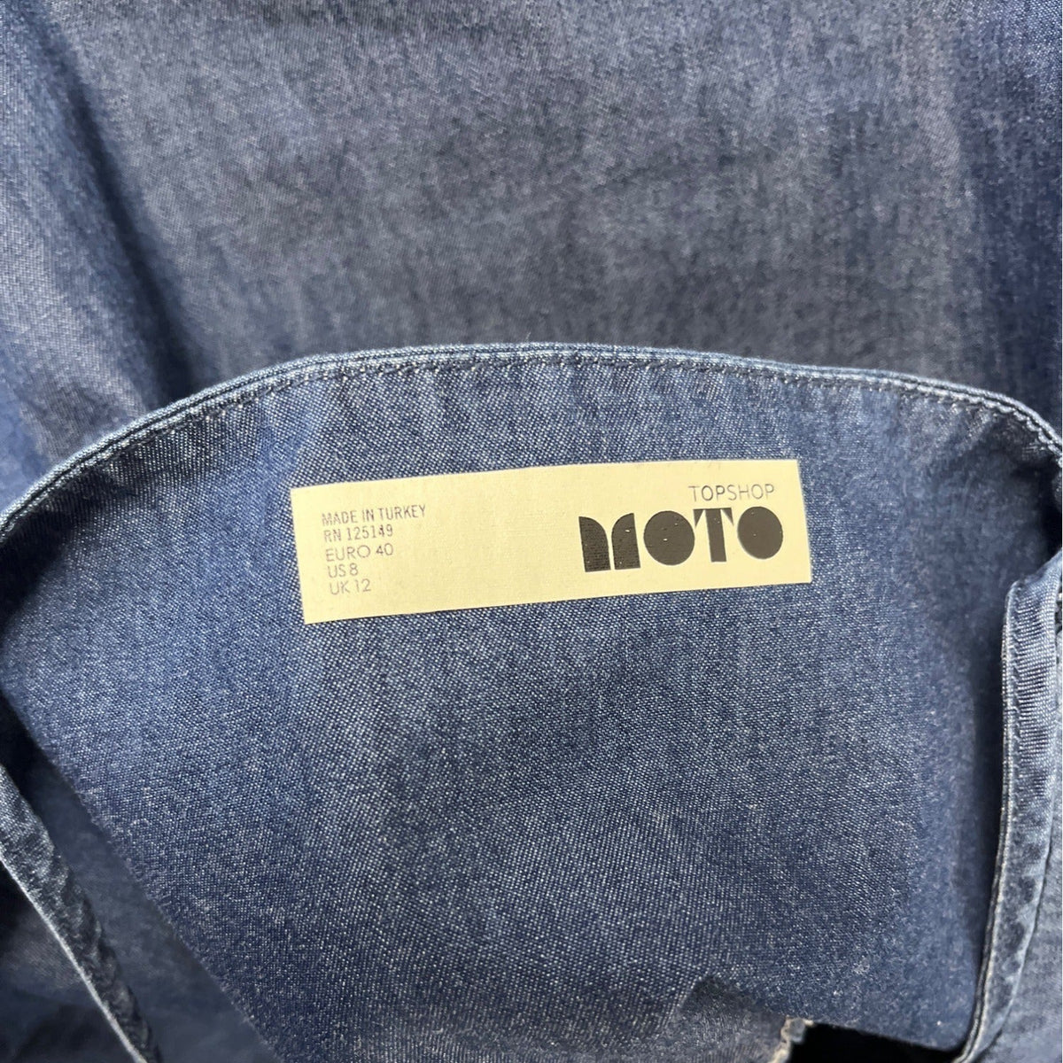 Topshop Moto Denim Midi Dress With Button Detail & Spaghetti Straps Size 8