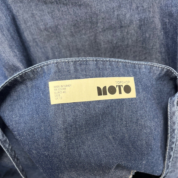 Topshop Moto Denim Midi Dress With Button Detail & Spaghetti Straps Size 8