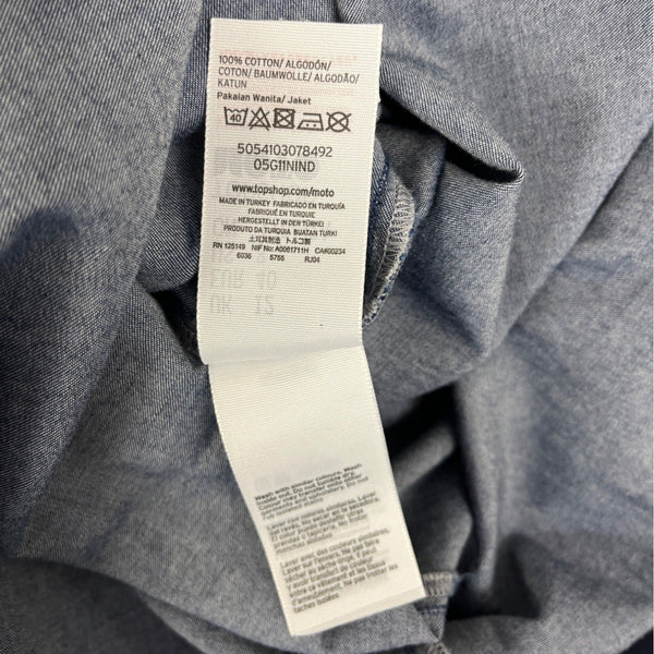 Topshop Moto Denim Midi Dress With Button Detail & Spaghetti Straps Size 8