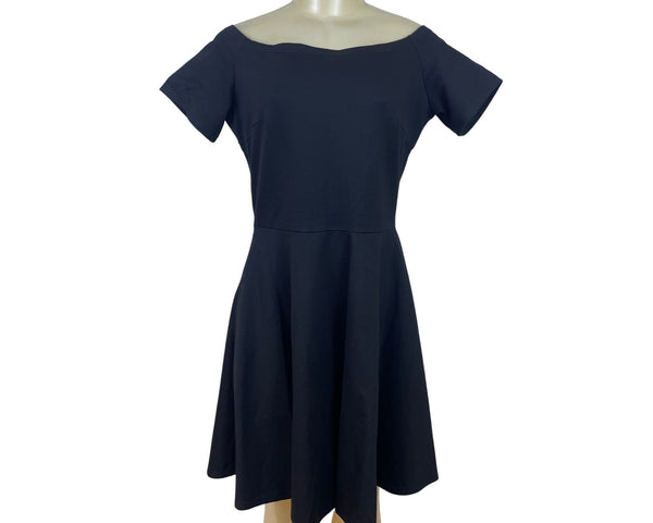 Sarin Mathews Womens Off-Shoulder Black Dress Elegant Fit Size L - New