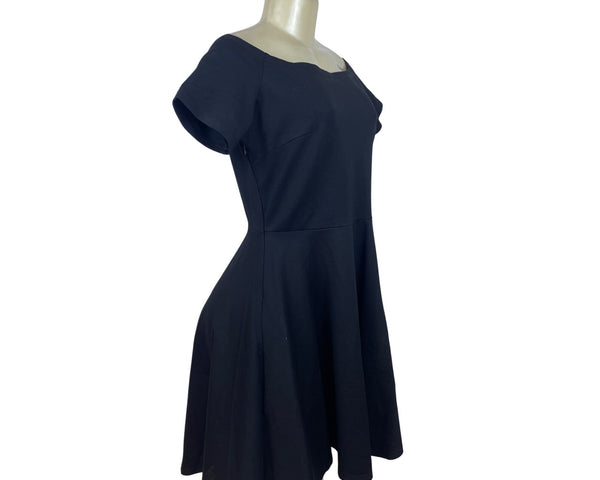 Sarin Mathews Womens Off-Shoulder Black Dress Elegant Fit Size L - New