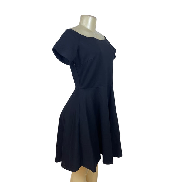 Sarin Mathews Womens Off-Shoulder Black Dress Elegant Fit Size L - New
