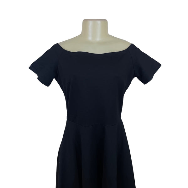 Sarin Mathews Womens Off-Shoulder Black Dress Elegant Fit Size L - New