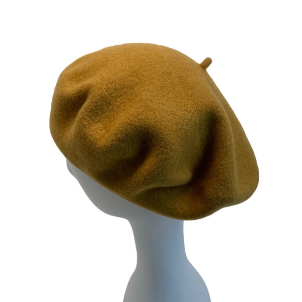 Fezko Women's Yellow Wool Flower Design Beret - One Size