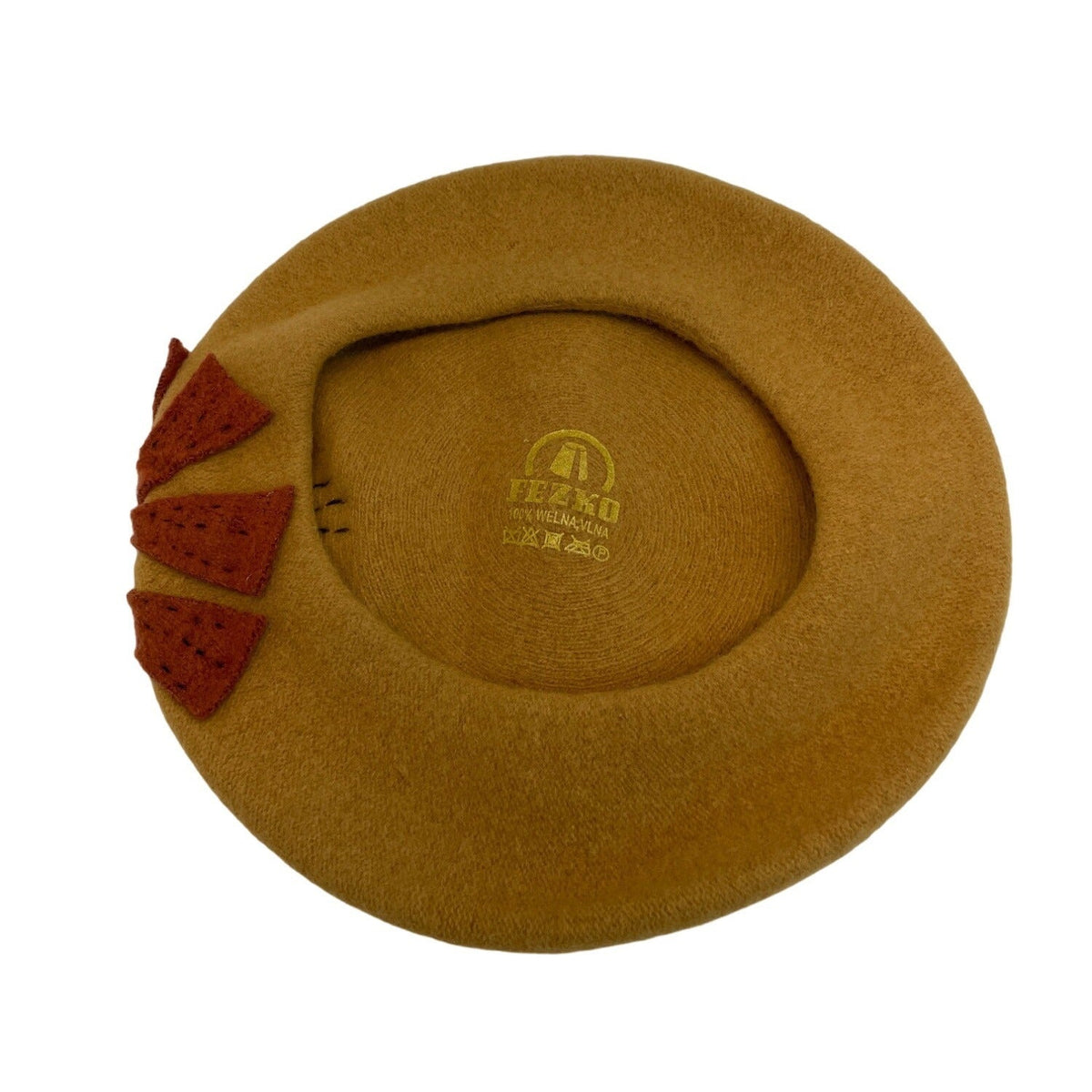 Fezko Women's Yellow Wool Flower Design Beret - One Size