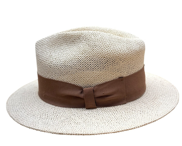 Indiana Jones Authentic Straw Fedora Hat With Brown Band Size Large