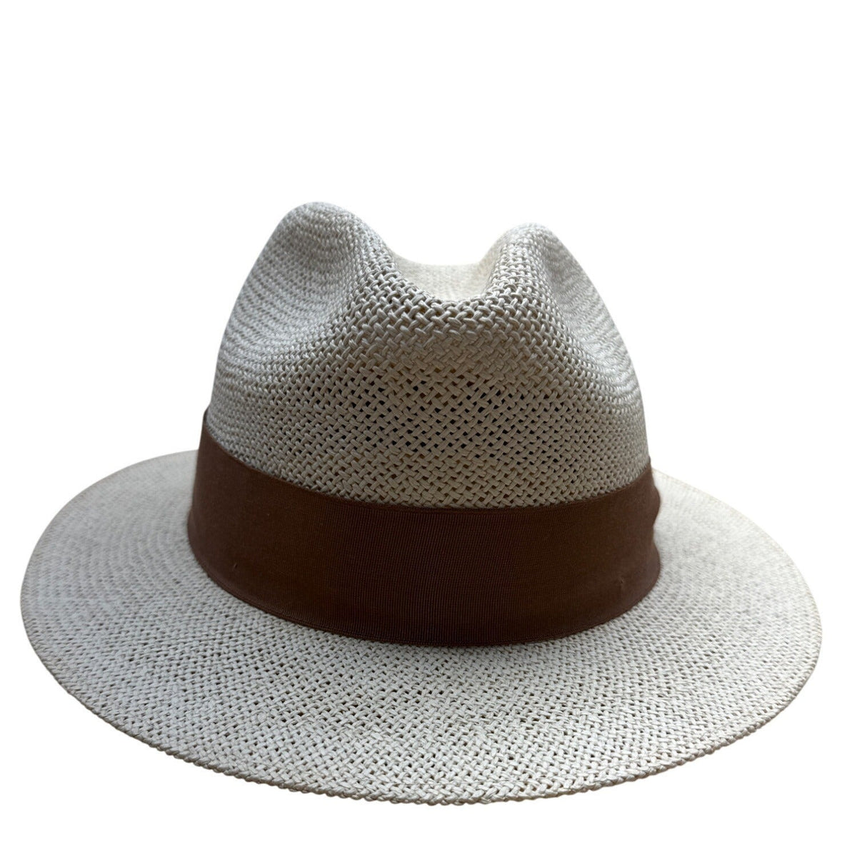 Indiana Jones Authentic Straw Fedora Hat With Brown Band Size Large