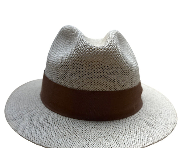 Indiana Jones Authentic Straw Fedora Hat With Brown Band Size Large